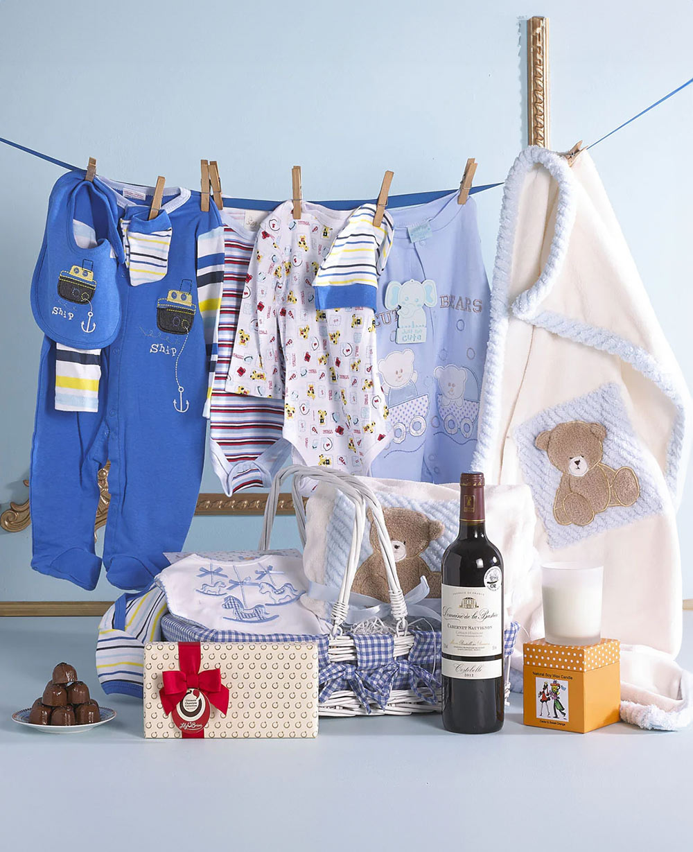 Baby Boy Joy (with wine) Gift Hamper Baby Boy Joy (with wine) Gift Hamper
